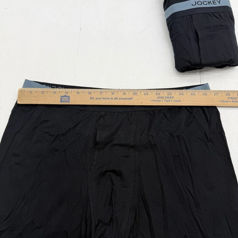 Jockey Boxer Briefs Mens XL Black Ultimate Breathe Long Leg 3 Pack Tagless